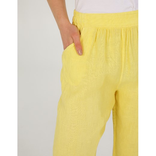 UNISONO żółte spodnie z lnu - 1-10573 GIALLO Unisono S okazyjna cena Unisono