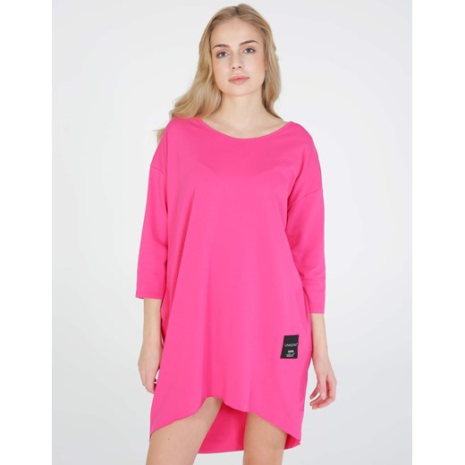 UNISONO Różowa bluzka-tunika z bawełny - 109-21056 FUXIA Unisono S/M Unisono okazja