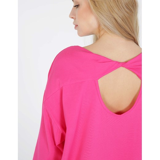 UNISONO Różowa bluzka-tunika z bawełny - 109-21056 FUXIA Unisono L/XL Unisono okazja