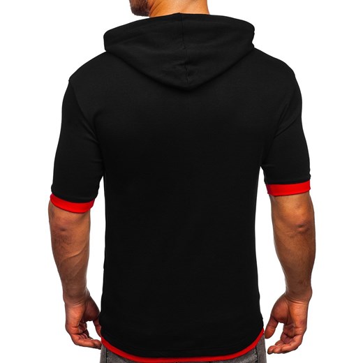 T-shirt męski bez nadruku czarno-czerwony Bolf 08 2XL promocja Denley