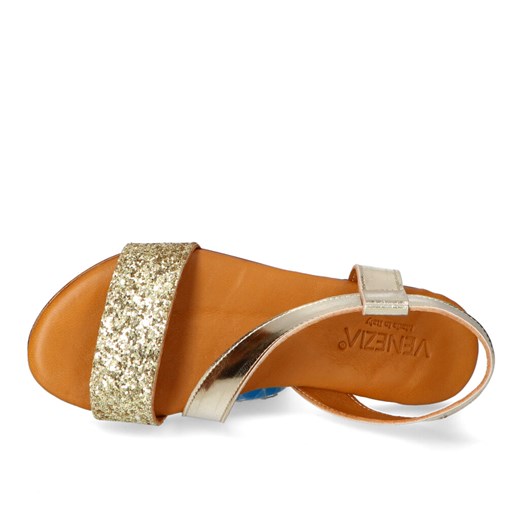 Eleganckie Złote Sandały Venezia Licowe Venezia 8901 ORO-Platino Złote Venezia Arturo-obuwie