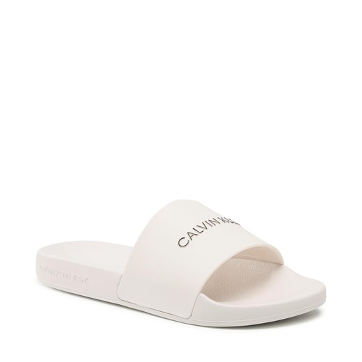 Klapki CALVIN KLEIN JEANS - Slide Institutional Ck Tpu YW0YW00104  White Sand PGA 38 eobuwie.pl