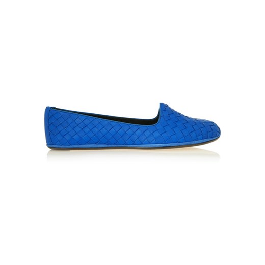 Intrecciato leather slippers net-a-porter niebieski skórzane