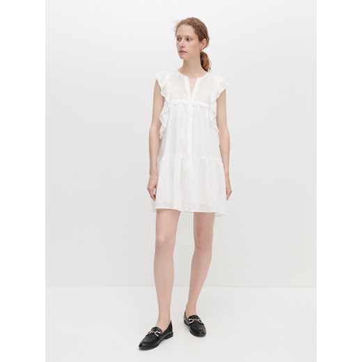 Reserved - Sukienka z falbanami - Biały Reserved M wyprzedaż Reserved