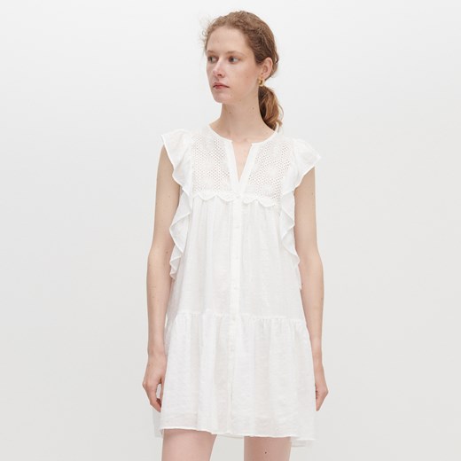 Reserved - Sukienka z falbanami - Biały Reserved L promocyjna cena Reserved