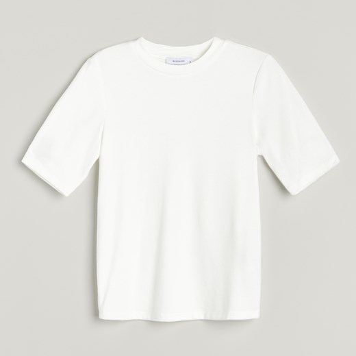 Reserved - Gładka koszulka BASIC - Kremowy Reserved XL Reserved promocyjna cena