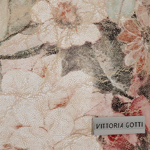 Modne Torebki Skórzane Shopper Bag XL w kwiaty firmy Vittoria Gotti Beżowa (kolory) Vittoria Gotti PaniTorbalska