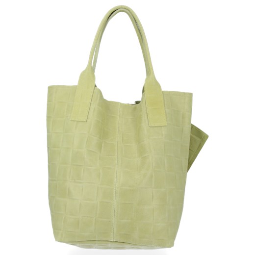 Włoskie Torebki Skórzane Shopper Bag z etui renomowanej firmy Vittoria Gotti Limonkowa (kolory) Vittoria Gotti PaniTorbalska