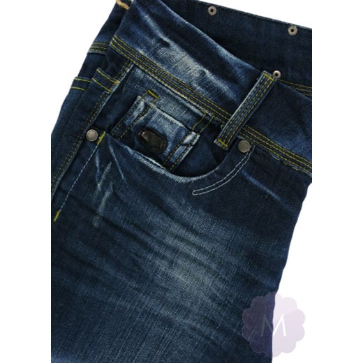 Granatowe spodnie jeansowe z prostą nogawką z szarpaniami mercerie-pl czarny Spodnie