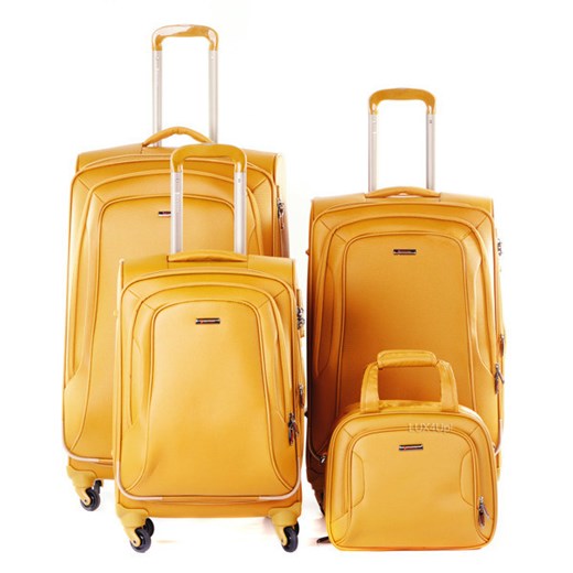Komplet walizek z kuferkiem Puccini Toscania - żółty lux4u-pl zolty baza pod makijaż