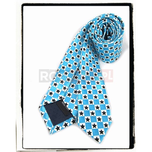 Krawat niebieski w gwiazdki - SZACHOWNICA rockzone-pl bialy kolorowe