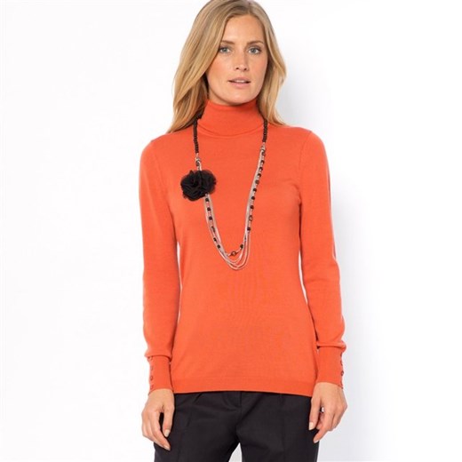 Sweter z golfem, 100% wełny merino la-redoute-pl pomaranczowy bluzka
