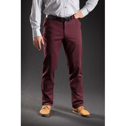 Bordowe spodnie męskie meskie-spodnie czerwony bawełniane