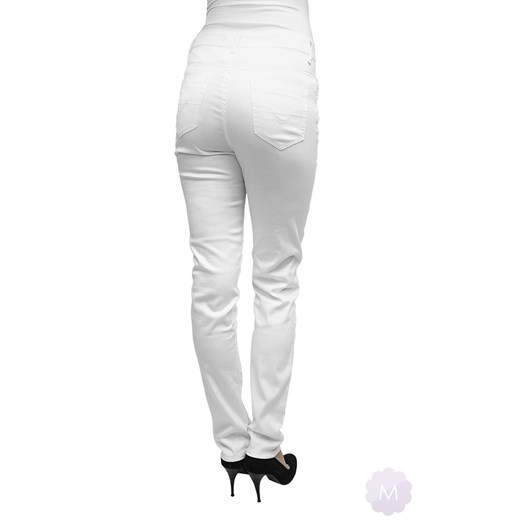 Białe spodnie cienkie delikatnie zwężane z wyższym stanem mercerie-pl bialy wiosna