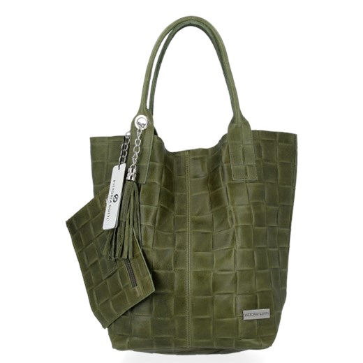 Uniwersalne Torebki Skórzane Modny Shopper Bag XL Vittoria Gotti Khaki (kolory) Vittoria Gotti PaniTorbalska