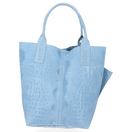 Uniwersalne Torebki Skórzane Shopper Bag w motyw aligatora renomowanej firmy Vittoria Gotti Błękitna (kolory) Vittoria Gotti PaniTorbalska