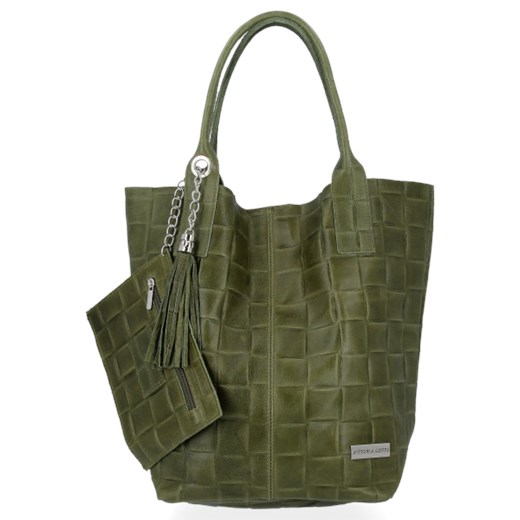 Uniwersalne Torebki Skórzane Modny Shopper Bag XL Vittoria Gotti Khaki (kolory) Vittoria Gotti PaniTorbalska