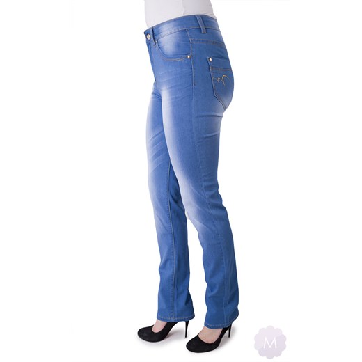 Spodnie jeansowe niebieskie wytarte z prostą nogawką wysoki stan mercerie-pl niebieski minimalistyczne