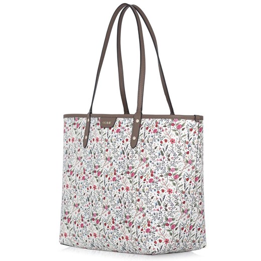 Shopper bag Ochnik wielokolorowa bez dodatków ze skóry ekologicznej na ramię