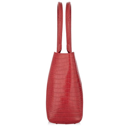 Shopper bag Ochnik czerwona ze skóry ekologicznej elegancka 
