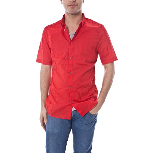 Shirt Mod. DANIELE ALESSANDRINI C6028R6353302 Red/Grey maranellowebfashion-com czerwony łatki