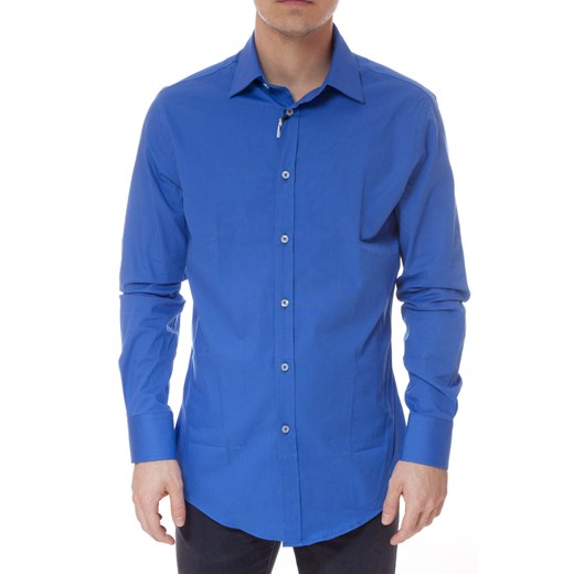Shirt Mod. DANIELE ALESSANDRINI C1088R3523208 Blue maranellowebfashion-com niebieski łatki