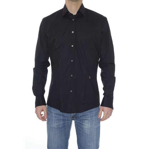 Shirt Mod. DANIELE ALESSANDRINI C1328B500R113201 Black maranellowebfashion-com czarny łatki