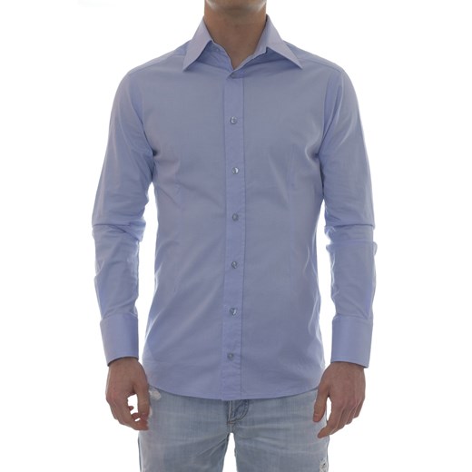 Shirt Mod. DANIELE ALESSANDRINI C280R3523202 Light blue maranellowebfashion-com szary łatki