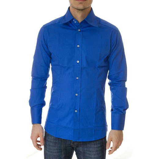 Shirt Mod. DANIELE ALESSANDRINI C280R3523208 Blue maranellowebfashion-com niebieski łatki
