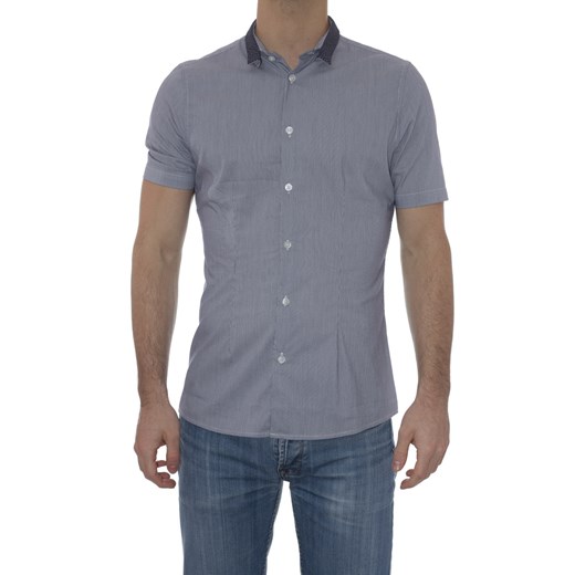 Shirt Mod. DANIELE ALESSANDRINI C5811R5893202 Grey maranellowebfashion-com niebieski łatki