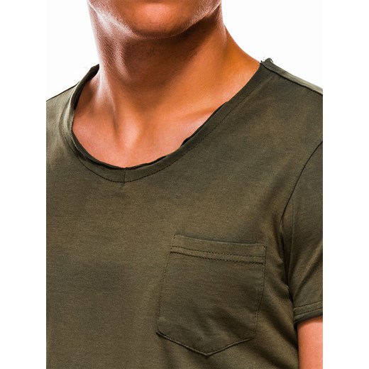 T-shirt męski bez nadruku 1049S - zielony Edoti.com S okazyjna cena Edoti.com