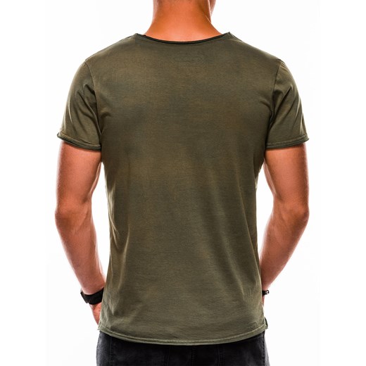 T-shirt męski bez nadruku 1049S - zielony Edoti.com S wyprzedaż Edoti.com