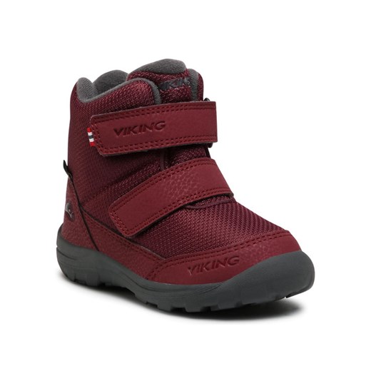 Viking buty zimowe dziecięce gore-tex czerwone śniegowce na rzepy
