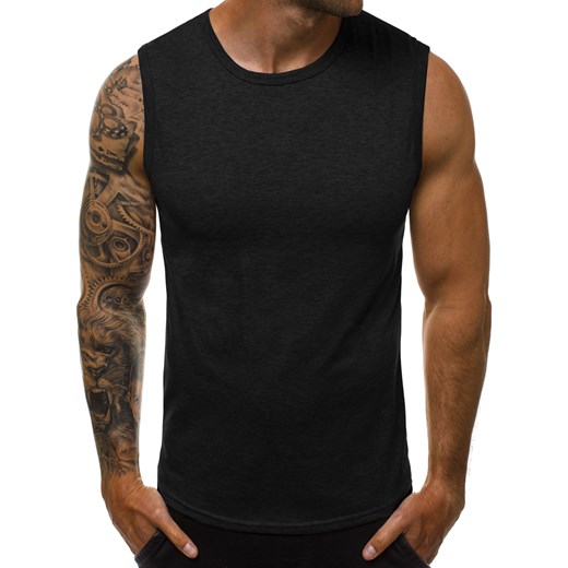 T-shirt męski Ozonee czarny casualowy z krótkim rękawem 