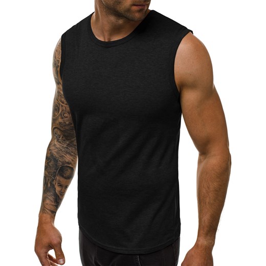 T-shirt męski Ozonee czarny casualowy z krótkim rękawem 