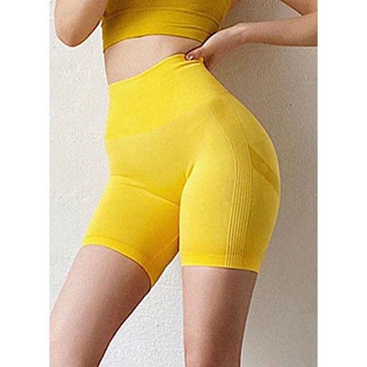 Szorty kolarki getry legginsy sportowe obcisłe dopasowane wysoki stan ściągacz żółty (S) Cikelly L Cikelly
