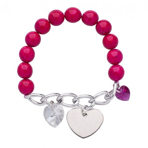 Modowa bransoletka marmur różowy łańcuch kryształy SWAROVSKI® ELEMENTS sotho bialy antyalergiczny