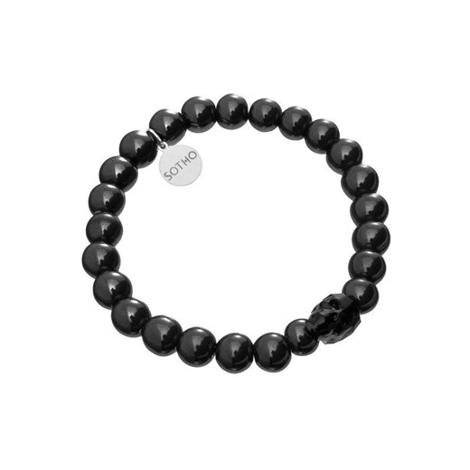 Męska bransoletka z hematytu i czaszki Skull SWAROVSKI® ELEMENTS sotho bialy Bransoletki