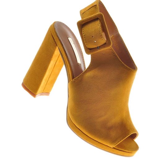 Żółte sandały damskie na słupku /D2-2 8966 S198/ 37 okazyjna cena pantofelek24.pl