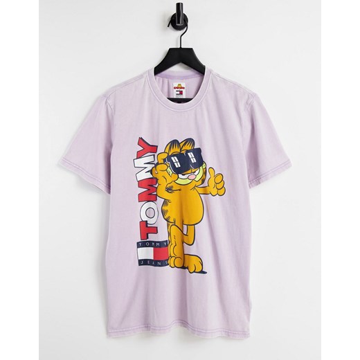 Tommy Jeans x Garfield – Liliowy T-shirt unisex z nadrukiem na plecach-Fioletowy Tommy Jeans M Asos Poland