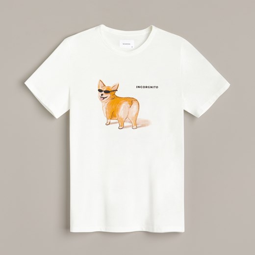 Reserved - T-shirt z bawełny organicznej - Kremowy Reserved L promocyjna cena Reserved
