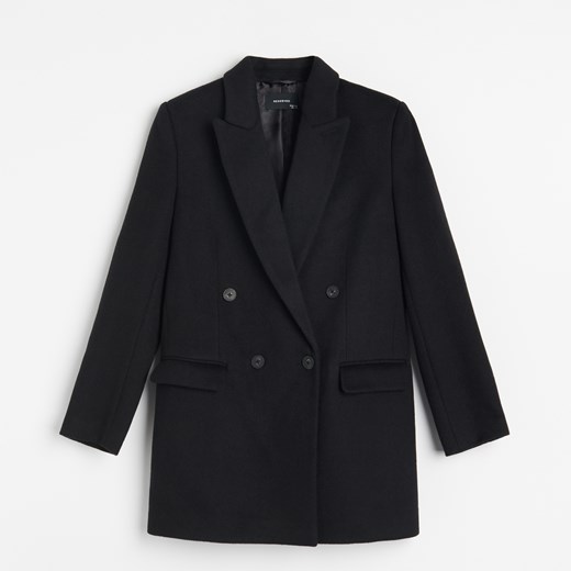 Reserved - Klasyczny płaszcz z wełną - Czarny Reserved 42 wyprzedaż Reserved