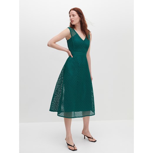 Reserved - Ażurowa sukienka - Zielony Reserved 34 okazyjna cena Reserved