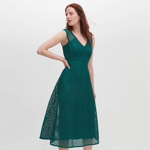 Reserved - Ażurowa sukienka - Zielony Reserved 36 okazja Reserved