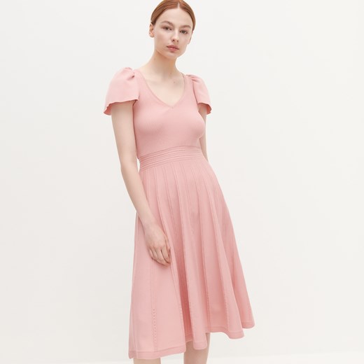 Reserved - Dzianinowa sukienka - Różowy Reserved L Reserved wyprzedaż