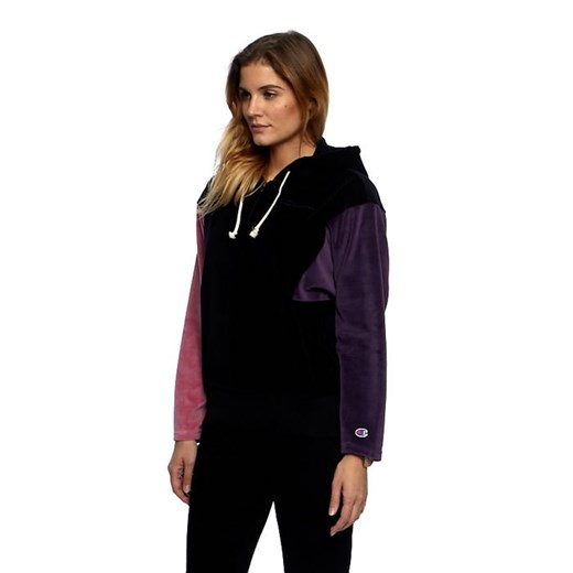 Bluza damska Champion Zip-Up Velour Colour Block Hoodie black Champion S okazja bludshop.com