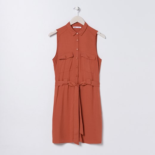 Sinsay - Szmizjerka mini z wiskozy - Bordowy Sinsay XL Sinsay