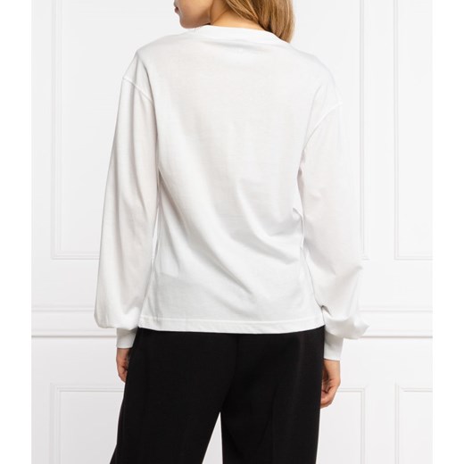 Biała bluzka damska Versace Jeans z długim rękawem z okrągłym dekoltem 