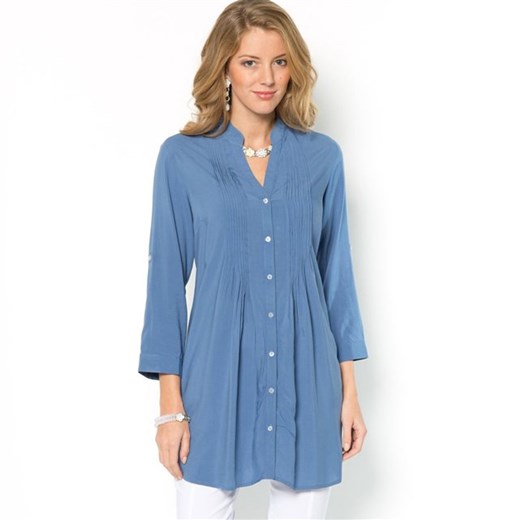 Bluzka koszulowa w stylu tuniki, lejące płótno la-redoute-pl niebieski wiskoza