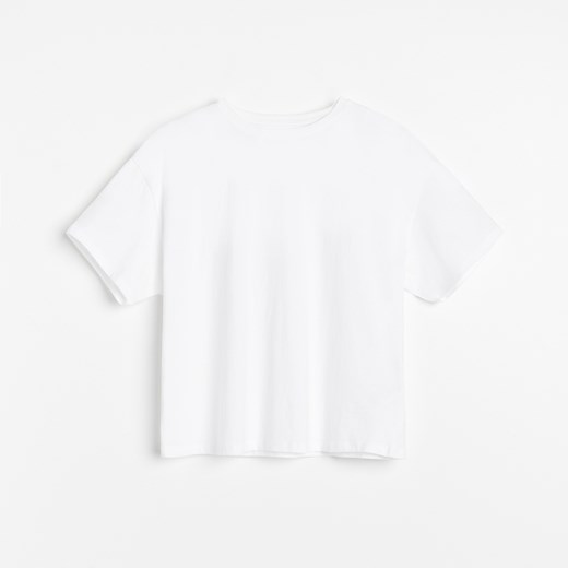 Reserved - Krótki t-shirt z bawełny organicznej - Biały Reserved L okazja Reserved
